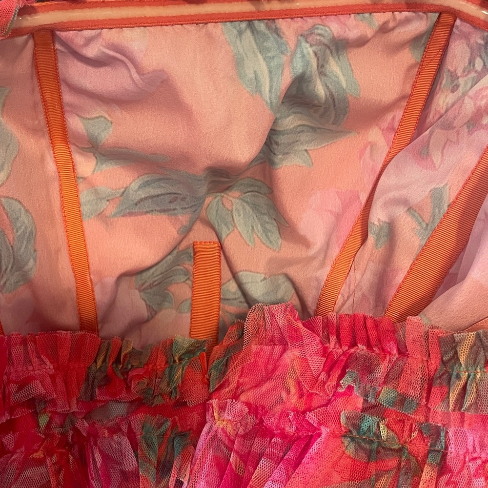 Mac Duggal Multi Color Strapless Floral Micro Ruffle Dress size 8 - Picture 15 of 17